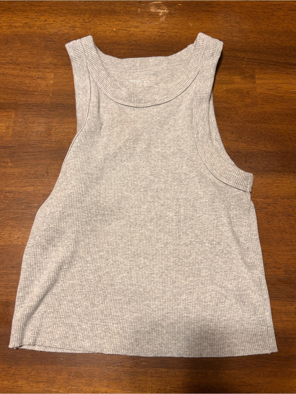 aerie Light Gray Ribbed Scoop Tank Top